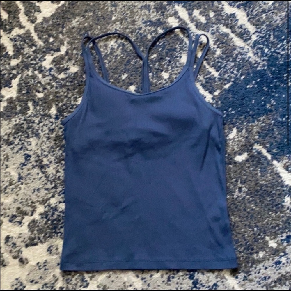 Blue Victoria’s Secret pink ribbed tank top